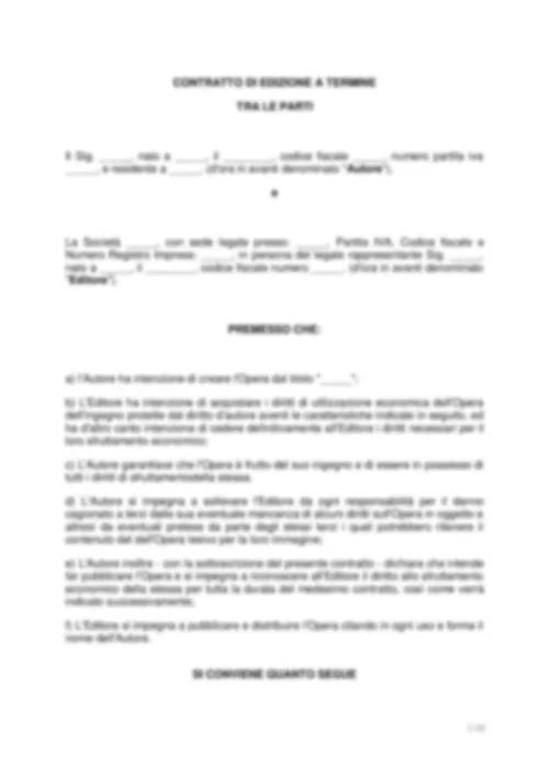Contratto cessione diritti d autore edizione per le stampe